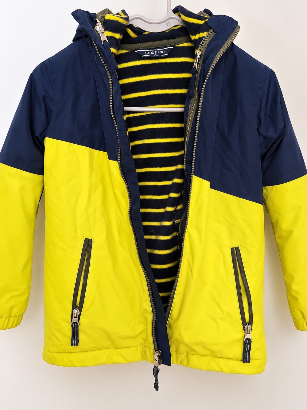 Lands' End Kids' Navy and Yellow Colorblock Winter Jacket